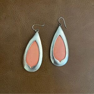 Kendra Scott Silver and Coral Teardrop Earrings